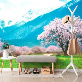 SELF ADHESIVE WALL MURAL MAGICAL TREE IN THE MIDDLE OF THE MOUNTAINS - SELF-ADHESIVE WALLPAPERS - WALLPAPERS