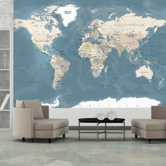 Self adhesive wallpaper detailed world map