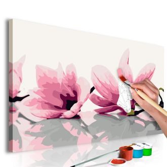 Obraz maľovanie podľa čísiel magnólia - Magnolia: White Background