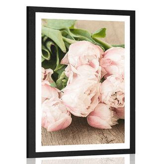 POSTER MIT PASSEPARTOUT ROMANTISCHER BLUMENSTRAUSS - BLUMEN - POSTER