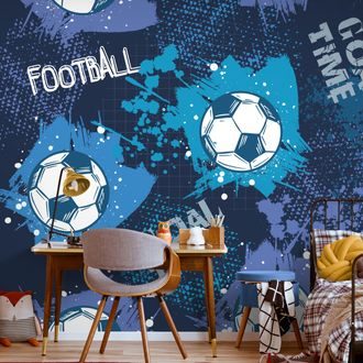SAMOLEPÍCÍ TAPETA FOTBALOVÝ MÍČ V MODRÉM - SAMOLEPÍCÍ TAPETY - TAPETY