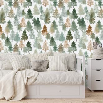 TAPETA PESTROBAREVNÉ LESNÍ STROMY - VZOROVANÉ TAPETY - TAPETY