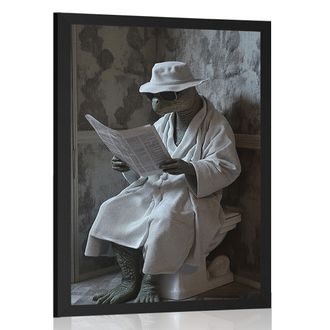 PLAKAT KORNJAČA S NOVINAMA NA WC-U - KORNJAČE - PLAKATI