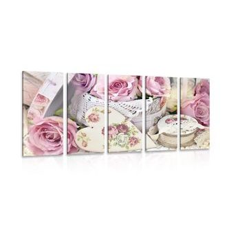 5-DÍLNÝ OBRAZ ROMANTICKÝ VINTAGE STYL - VINTAGE A RETRO OBRAZY - OBRAZY