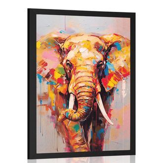 POSTER ELEFANT STILAT CU IMITAȚIE DE PICTURĂ - ANIMALE - POSTERE