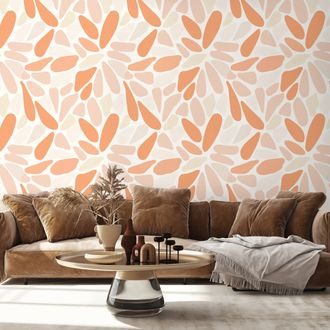 SAMOLEPÍCÍ TAPETA ORANŽOVÉ ABSTRAKTNÍ TVARY - VZOROVANÉ TAPETY - TAPETY