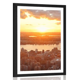 POSTER WITH MOUNT SUNSET OVER THE CITY OF NEW YORK - CITIES - POSTERS