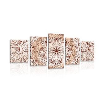 5-DÍLNÝ OBRAZ ABSTRAKTNÍ ETNICKÁ MANDALA - OBRAZY FENG SHUI - OBRAZY