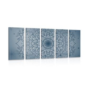 5-DÍLNÝ OBRAZ TMAVĚ MODRÝ KVĚT MANDALY - OBRAZY FENG SHUI - OBRAZY