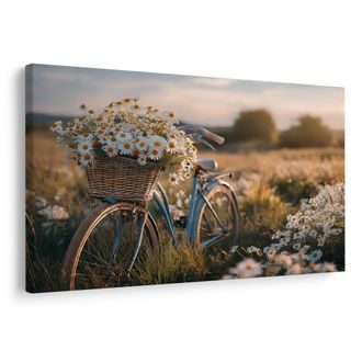 WANDBILD FAHRRAD MIT BLUMEN AUF DER WIESE - BILDER - 🔥 TOTALAUSVERKAUF