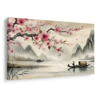 OBRAZ TRADIČNÍ RYBÁŘ NA ŘECE - OBRAZY JEZERA - OBRAZY