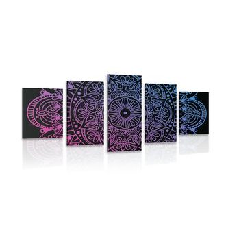 ΕΙΚΌΝΑ 5 ΤΜΗΜΆΤΩΝ MANDALA ΣΕ ΜΑΎΡΟ ΦΌΝΤΟ - ΠΊΝΑΚΕΣ ΦΕΝΓΚ ΣΟΎΙ - ΠΊΝΑΚΕΣ