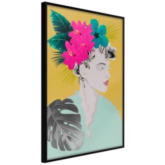 Plakát žena s květinou ve vlasech - Crown of Flowers