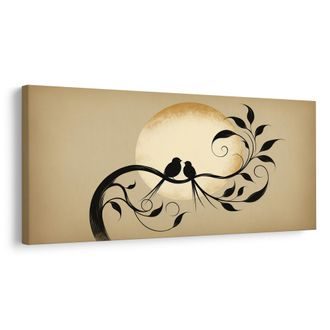 OBRAZ NĚŽNÉ SETKÁNÍ NA VĚTVI - OBRAZY PTÁCI - OBRAZY