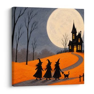 OBRAZ NOČNÍ CESTA K DOMU ČARODĚJNIC - HALLOWEENSKÉ A HOROROVÉ OBRAZY - OBRAZY