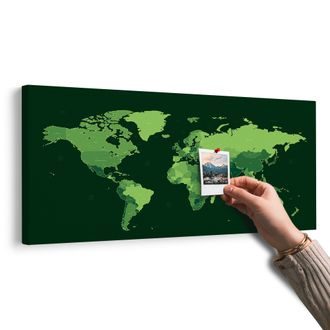 OBRAZ NA KORKU DETAILNÍ MAPA SVĚTA V ZELENÉ BARVĚ - OBRAZY NA KORKU - OBRAZY