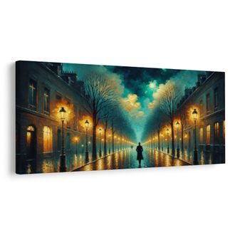 OBRAZ ROMANTICKÁ ULICE S POULIČNÍMI LAMPAMI - OBRAZY MĚSTA - OBRAZY