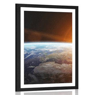 AFFICHE AVEC MONTURE VUE SUR LE DE LA PLANÈTE DEPUIS L'ESPACE - ESPACE ET ÉTOILES - AFFICHES