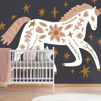 SELF ADHESIVE WALLPAPER FAIRY-TALE UNICORN WITH A FOLKLORE TOUCH - SELF-ADHESIVE WALLPAPERS - WALLPAPERS