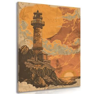 TABLEAU SUR TOILE – PHARE FÉERIQUE ORANGE - TABLEAUX DE LA NATURE ET DES PAYSAGES - TABLEAUX