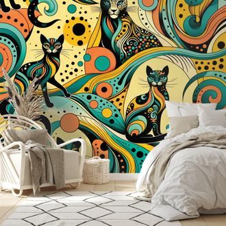 FOTOTAPETA BAREVNÉ ABSTRAKTNÍ KOČKY - TAPETY ZVÍŘATA - TAPETY