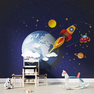 TAPETE HURRA IN DEN WELTRAUM - KINDERTAPETEN - TAPETEN