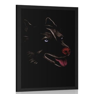 Poster Wolf in der Nachtlandschaft