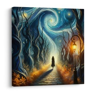 OBRAZ HVĚZDNÁ NOC V LESE - OBRAZY PŘÍRODY A KRAJINY - OBRAZY