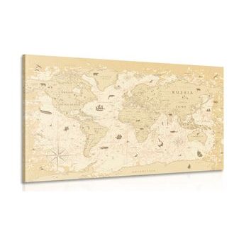 OBRAZ MAPA V BÉŽOVÉM PROVEDENÍ - OBRAZY MAPY - OBRAZY