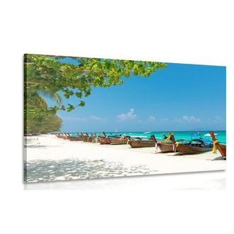 CANVAS PRINT WHITE SANDY BEACH ON THE ISLAND OF BAMBOO - PICTURES - 🔥 TOTAL SALE 🔥