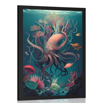 POSTER SURREALISTISCHER TINTENFISCH - UNTERWASSERWELT - POSTER