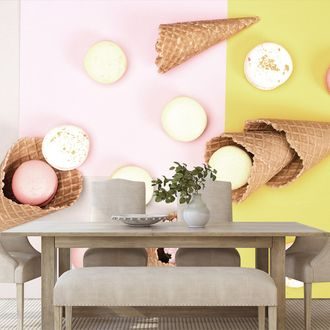 SELF ADHESIVE WALL MURAL MACARONS IN A CONE - SELF-ADHESIVE WALLPAPERS - WALLPAPERS