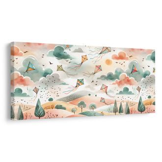 OBRAZ HŘEJIVÉ ODPOLEDNE S LÉTAJÍCÍMI DRAKY - DĚTSKÉ OBRAZY - OBRAZY