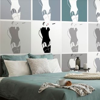 SELF ADHESIVE WALLPAPER POP ART WOMAN'S CHARM IN GRAY - SELF-ADHESIVE WALLPAPERS - WALLPAPERS