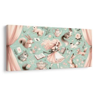 WANDBILD MÄDCHEN IM TIERREICH - KINDERBILDER TIERE - BILDER