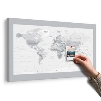 OBRAZ NA KORKU KLASICKÁ ČERNOBÍLÁ MAPA S ŠEDÝM OKRAJEM - OBRAZY NA KORKU - OBRAZY