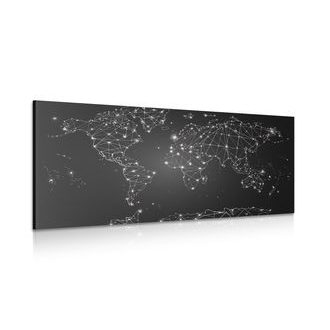 OBRAZ ČERNOBÍLÁ MAPA SVĚTA - OBRAZY MAPY - OBRAZY