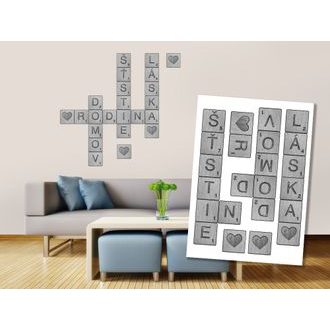 Autocolante decorative pe perete Scrabble gri