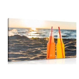 CANVAS PRINT REFRESHING DRINK ON THE BEACH - STILL LIFE PICTURES - PICTURES