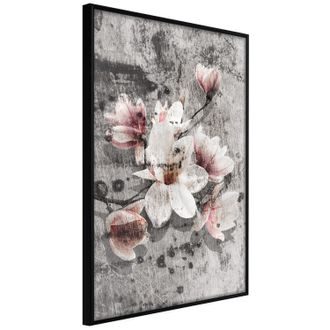 Plakát kvetoucí větvička magnólie - Flowers on Concrete