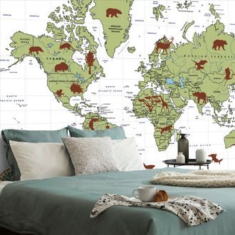 SELF ADHESIVE WALLPAPER MAP WITH ANIMALS - SELF-ADHESIVE WALLPAPERS - WALLPAPERS