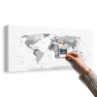 OBRAZ NA KORKU ČERNOBÍLÁ MAPA S NÁZVY - OBRAZY NA KORKU - OBRAZY