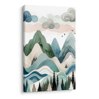OBRAZ PASTELOVÉ HORY A TMAVÝ LES - OBRAZY HORY - OBRAZY