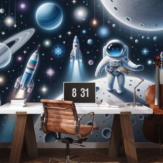 TAPETA DJEČJI SVEMIR S ASTRONAUTIMA - DJEČJE TAPETE - TAPETE