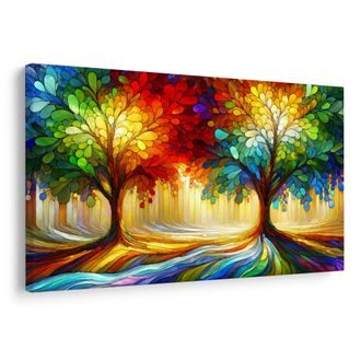 CANVAS SCHILDERIJ KLEURRIJKE LEVENSBOOM IN BOS - SCHILDERIJEN - MEGA UITVERKOOP TOT 70% 🔥