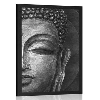 POSTER FACE OF BUDDHA IN BLACK AND WHITE - BLACK AND WHITE - POSTERS