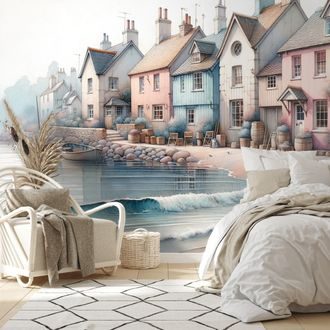 FOTOTAPETA PASTELOVÉ PŘÍMOŘSKÉ DOMKY - TAPETY MĚSTA - TAPETY