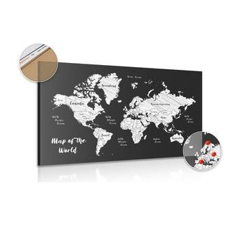 DECORATIVE PINBOARD BLACK AND WHITE UNIQUE WORLD MAP - PICTURES ON CORK - 🔥 TOTAL SALE 🔥