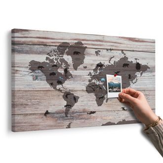 OBRAZ NA KORKU MAPA NA DŘEVĚNÉM PODKLADU - OBRAZY NA KORKU - OBRAZY