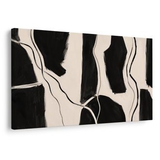 TABLEAU SUR TOILE – ABSTRACTION CONTRASTÉE EN NOIR - IMAGES FORMES ABSTRAITES - TABLEAUX